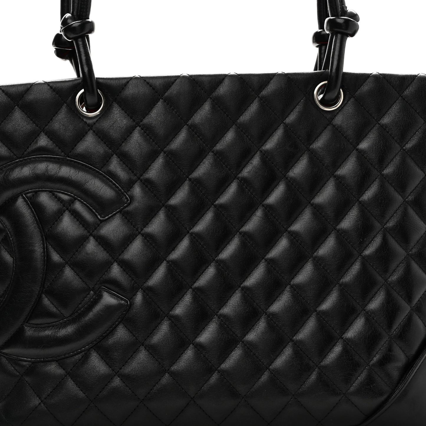 Calfskin Quilted Large Cambon Tote Black