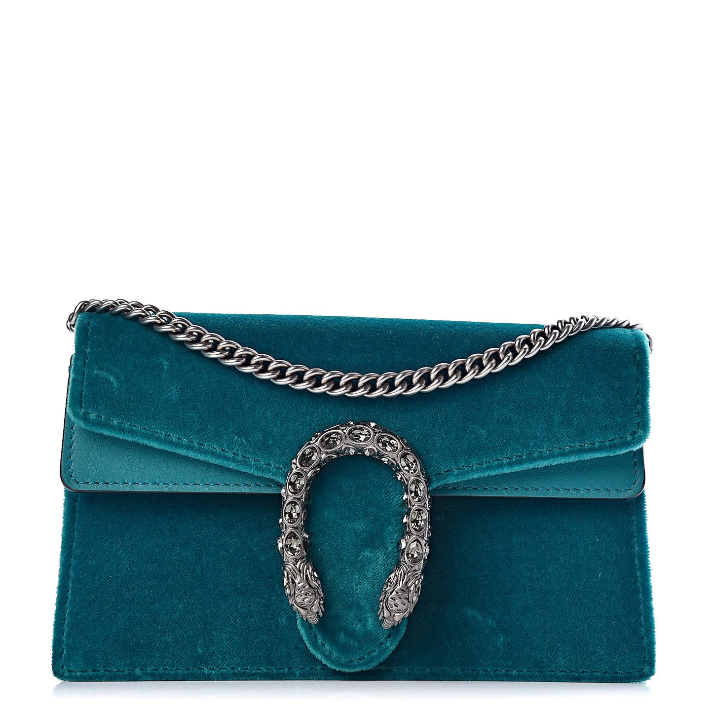 Velvet Super Mini Dionysus Shoulder Bag Pavone Cyan