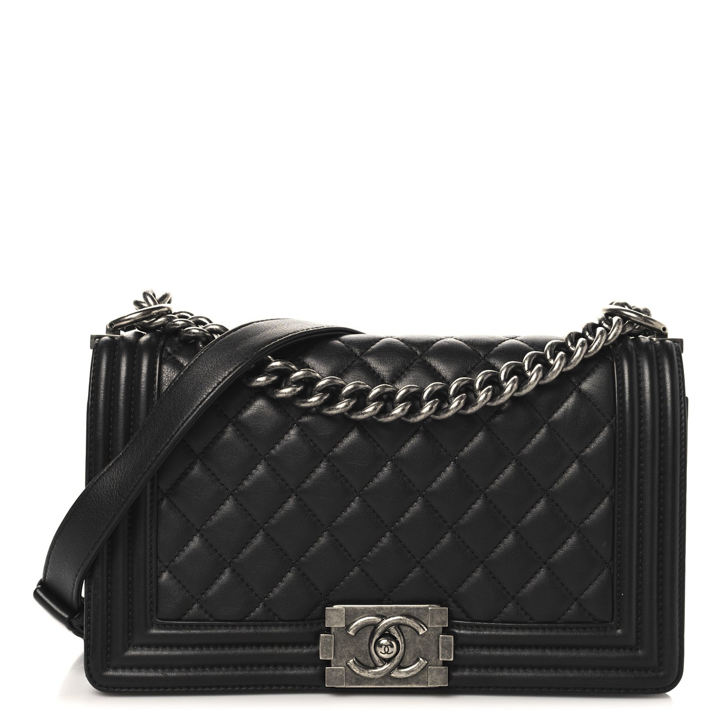 Calfskin Quilted Medium Boy Flap Black