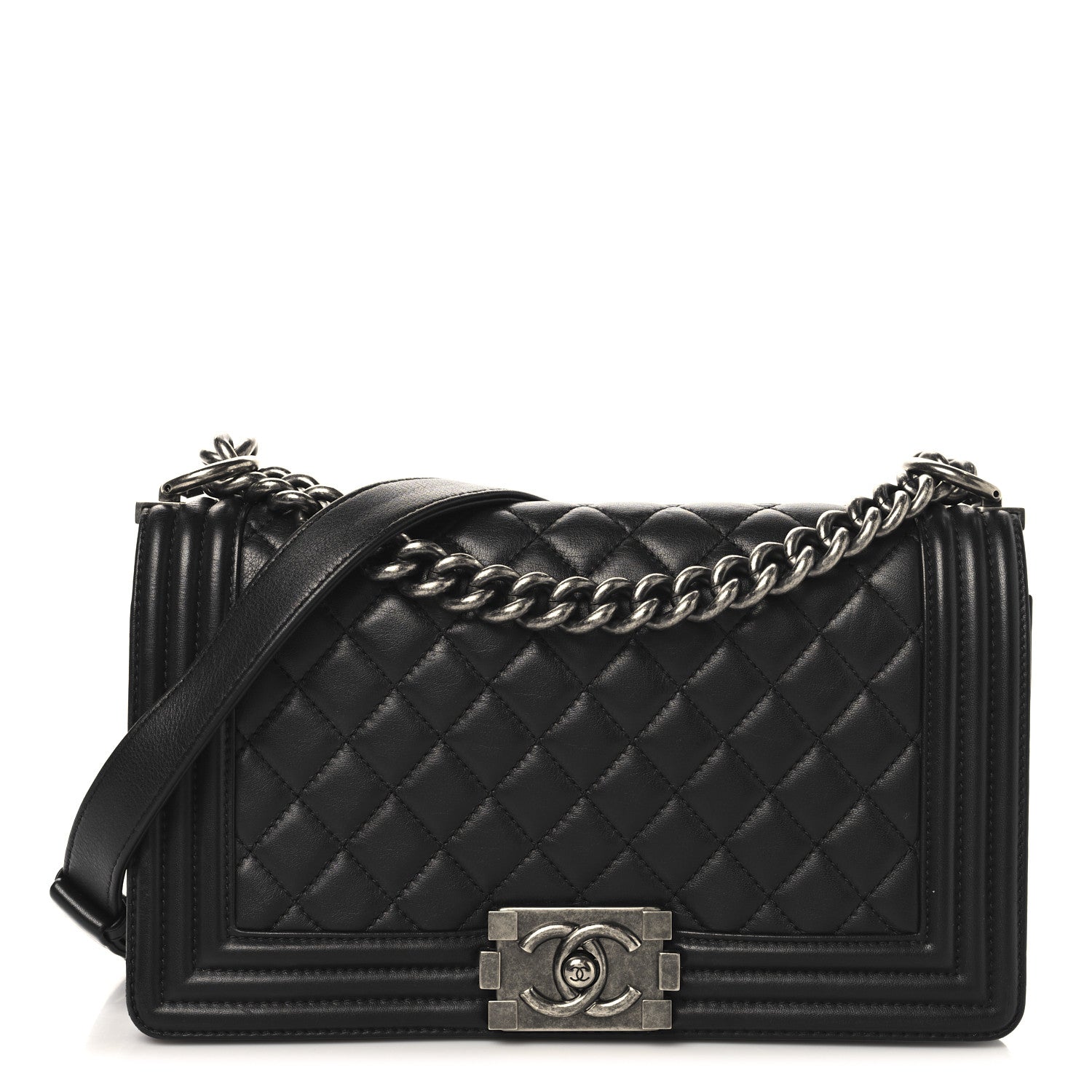 Chanel Calfskin Quilted Medium Boy Flap Black 1 of 12