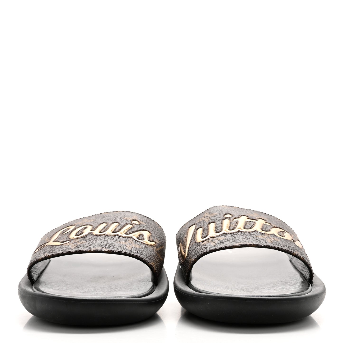 Metallic Calfskin Monogram Logo Sunbath Slide Sandals 41