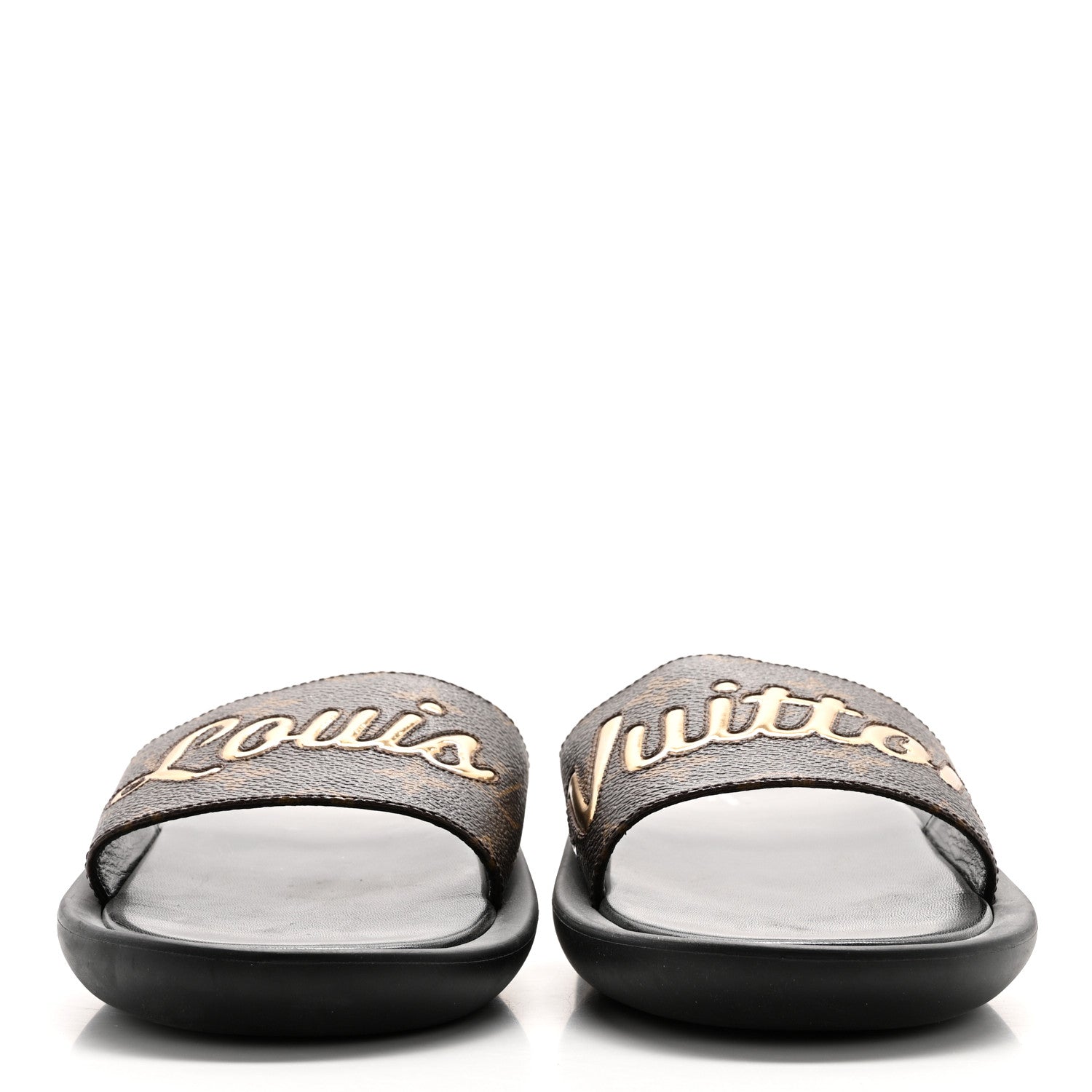 Louis Vuitton Metallic Calfskin Monogram Logo Sunbath Slide Sandals 41 2 of 10