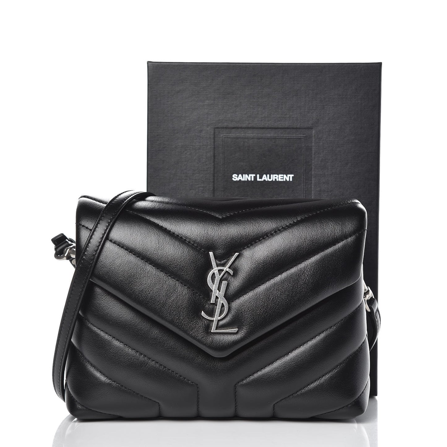 Calfskin Y Quilted Monogram Toy Loulou Crossbody Bag Black