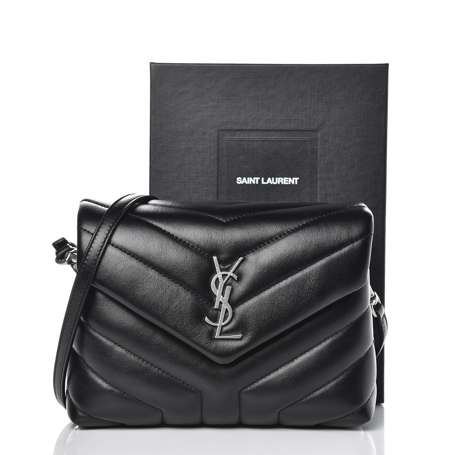 Saint Laurent Calfskin Y Quilted Monogram Toy Loulou Crossbody Bag Black 11 of 11