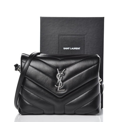 Saint Laurent Calfskin Y Quilted Monogram Toy Loulou Crossbody Bag Black 11 of 11