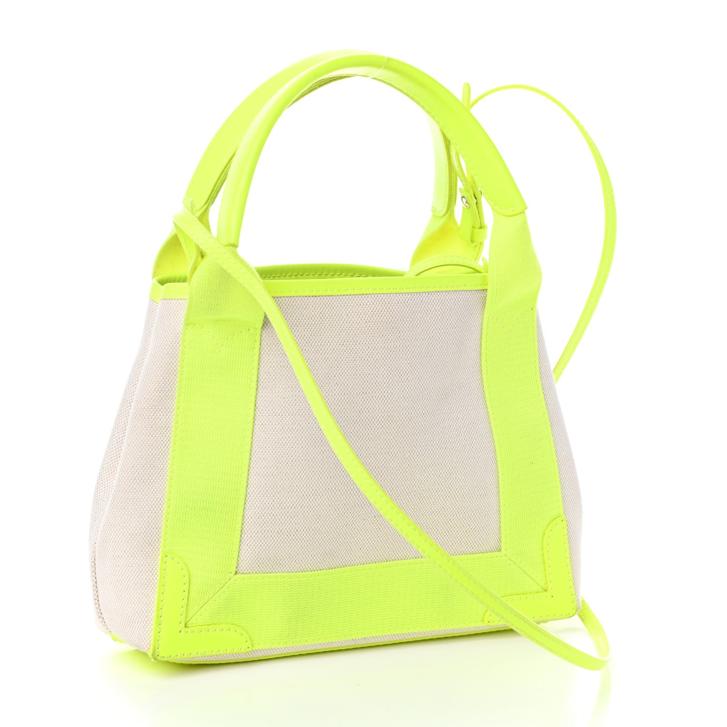 Cotton Canvas Satin Calfskin Navy Cabas XS Natural Fluo Yellow