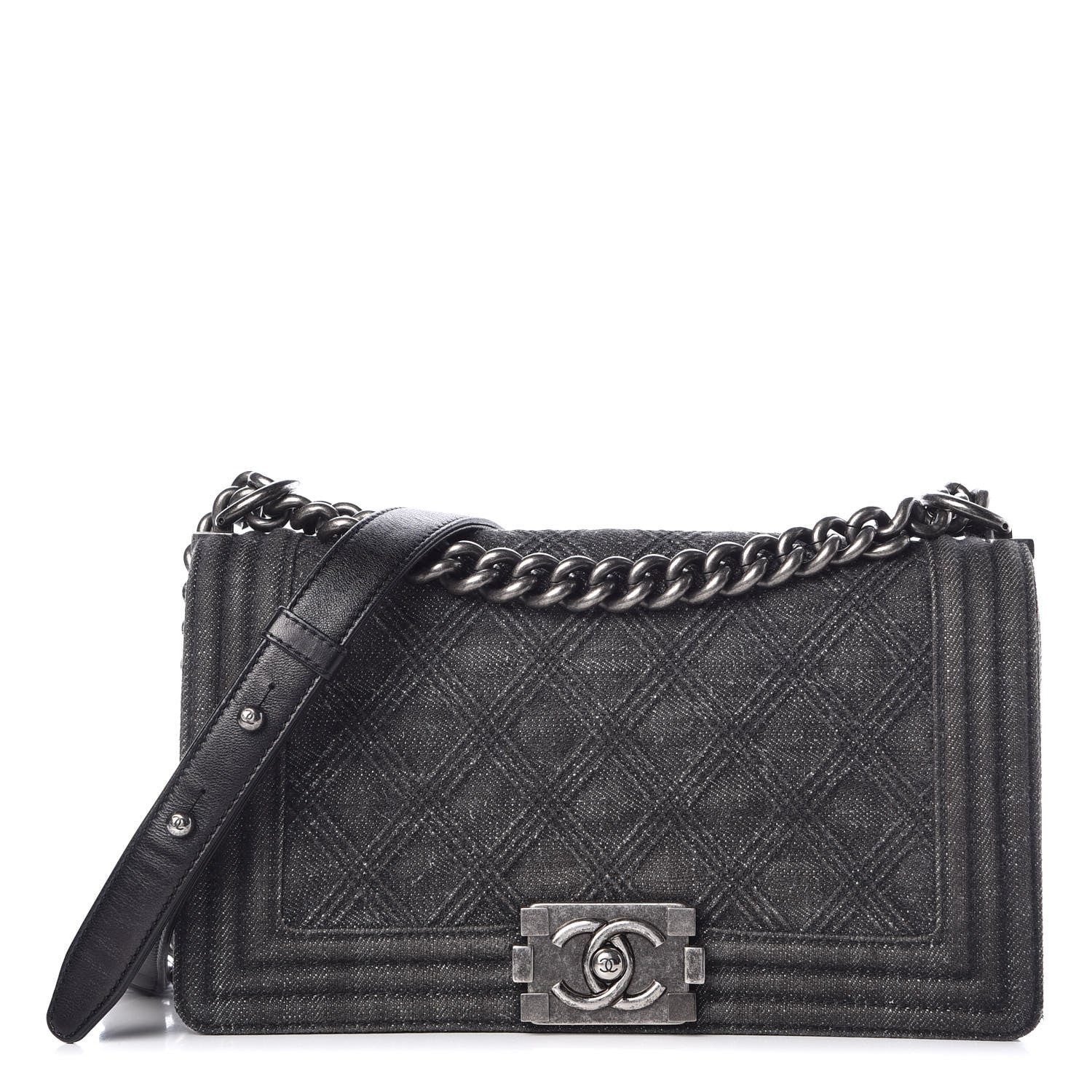Chanel Denim Quilted Medium Boy Flap Black 1 of 10