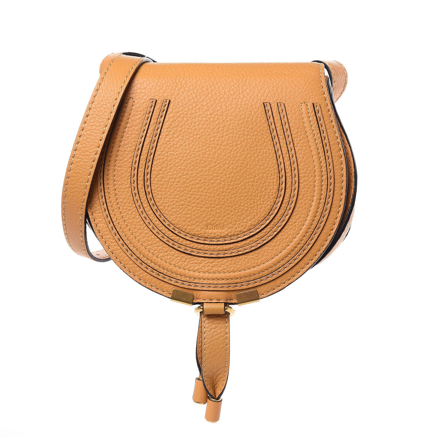 Chloe Calfskin Mini Marcie Round Crossbody Bag Burning Camel 1 of 8