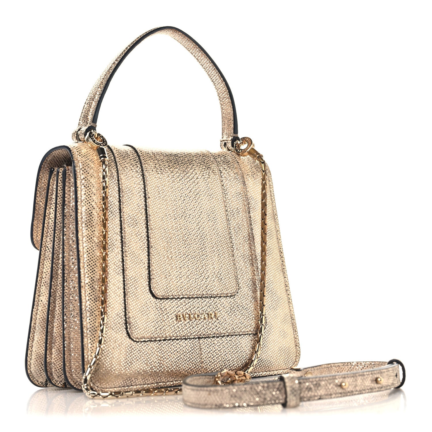 Bulgari Metallic Karung Serpenti Forever Top Handle Gold 2 of 9