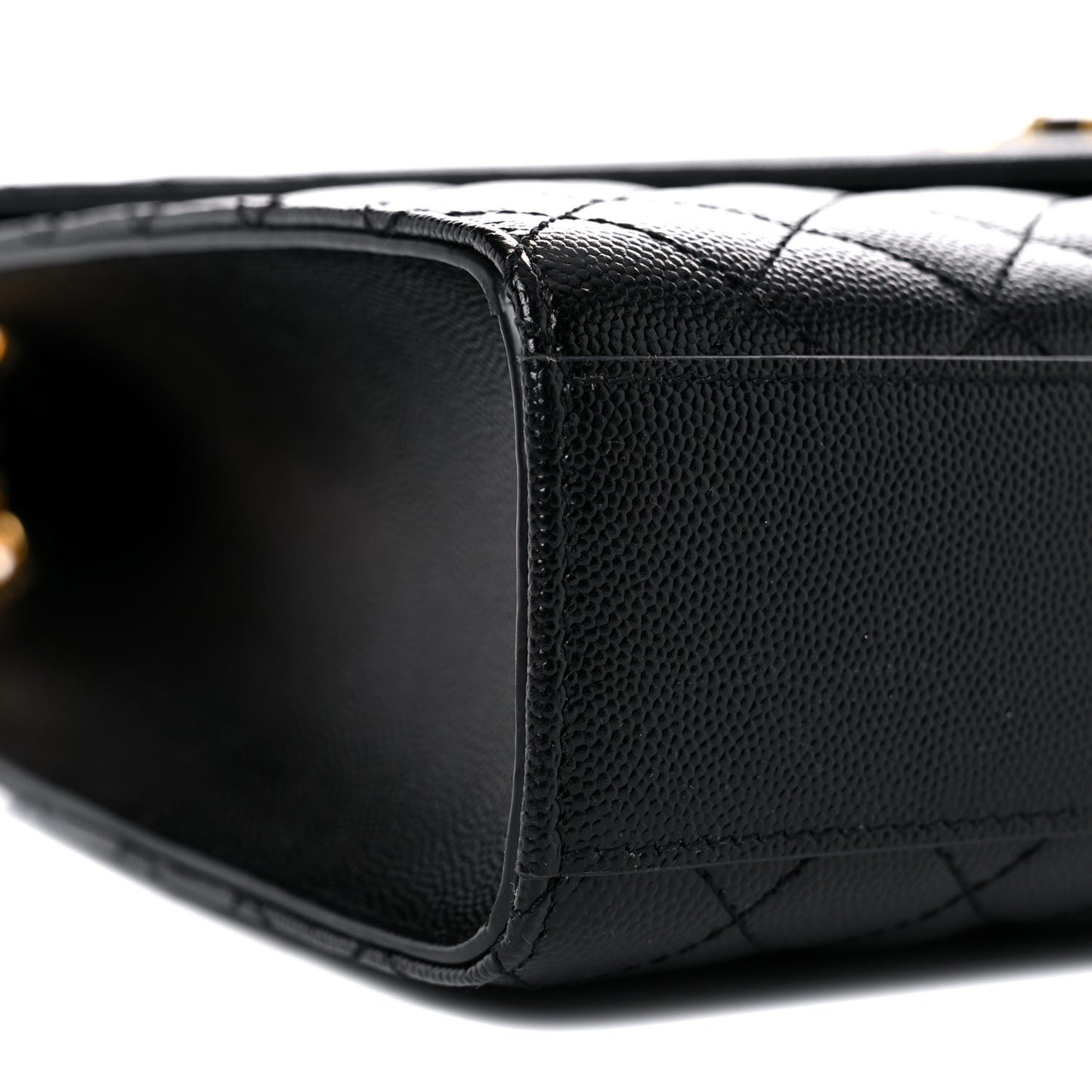 Grain De Poudre Textured Mixed Matelasse Large Triquilt Monogram Satchel Black