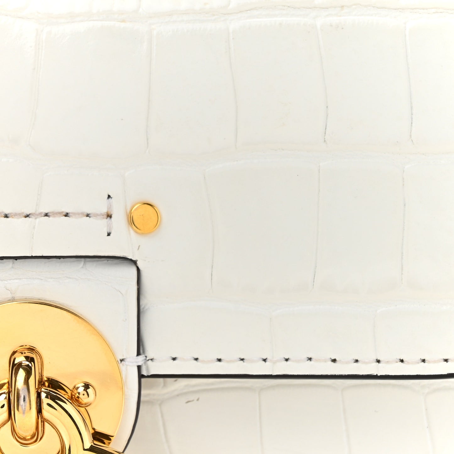 Calfskin Crocodile Embossed Small Tess Bag Brilliant White