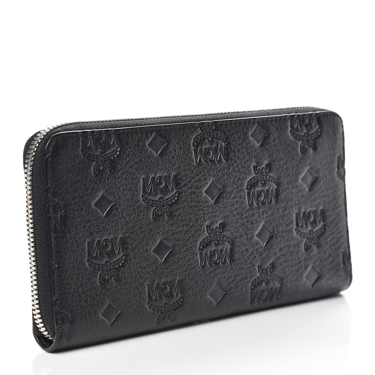 MCM Calfskin Ottomar Monogram Klara Zip Wallet Black 3 of 9