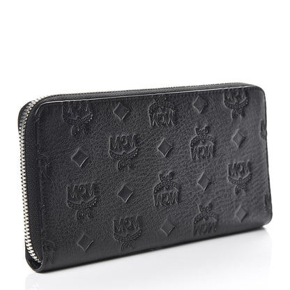 MCM Calfskin Ottomar Monogram Klara Zip Wallet Black 3 of 9
