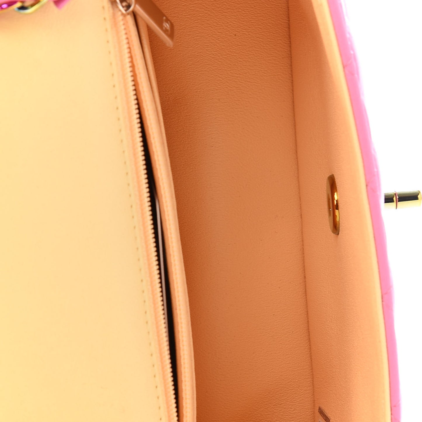 Lambskin Quilted Mini Rectangular Flap Pink Yellow