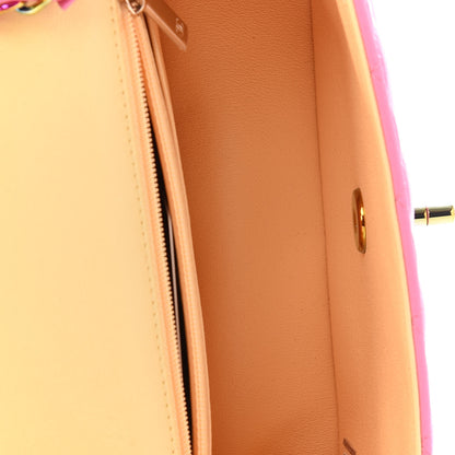 Chanel Lambskin Quilted Mini Rectangular Flap Pink Yellow 5 of 10