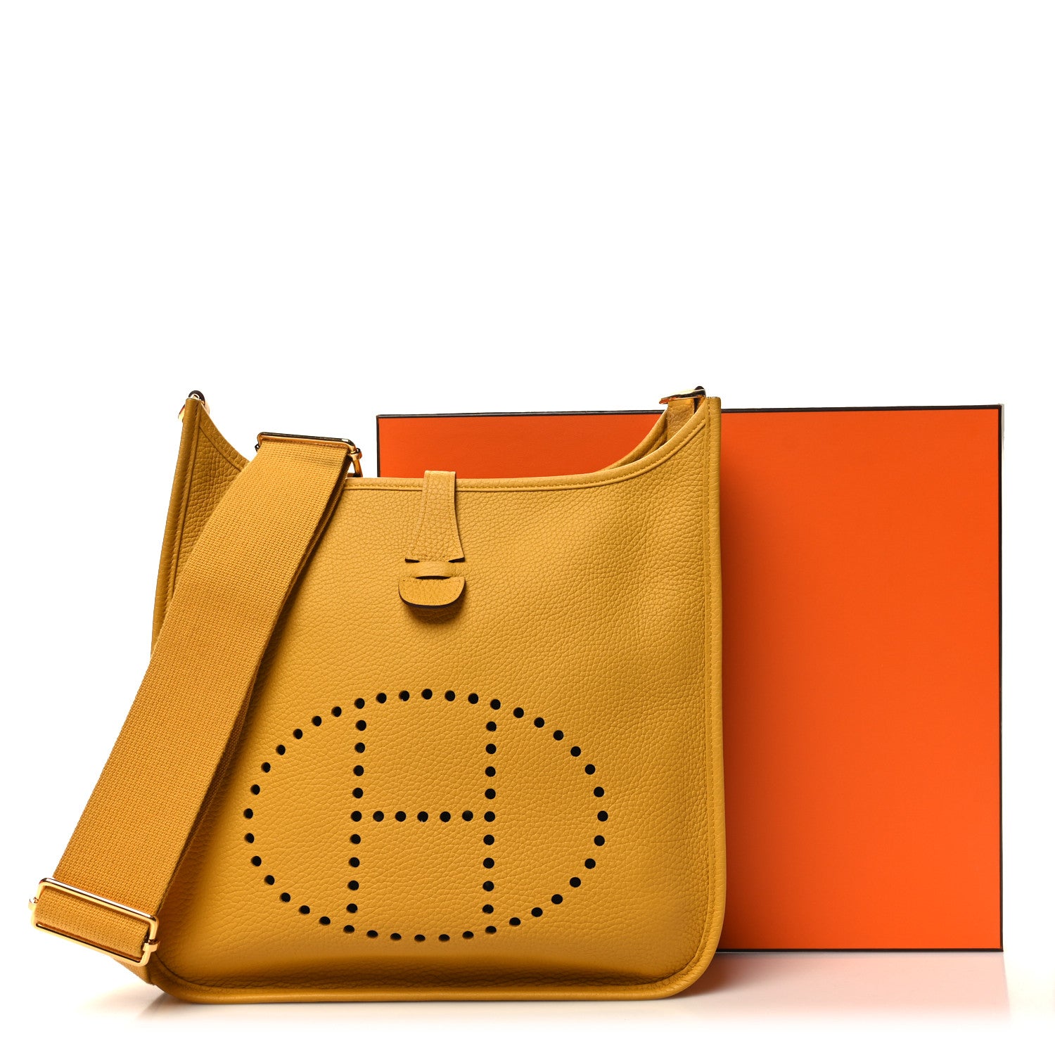 Hermes Taurillon Clemence Evelyne III PM Jaune Ambre 12 of 12