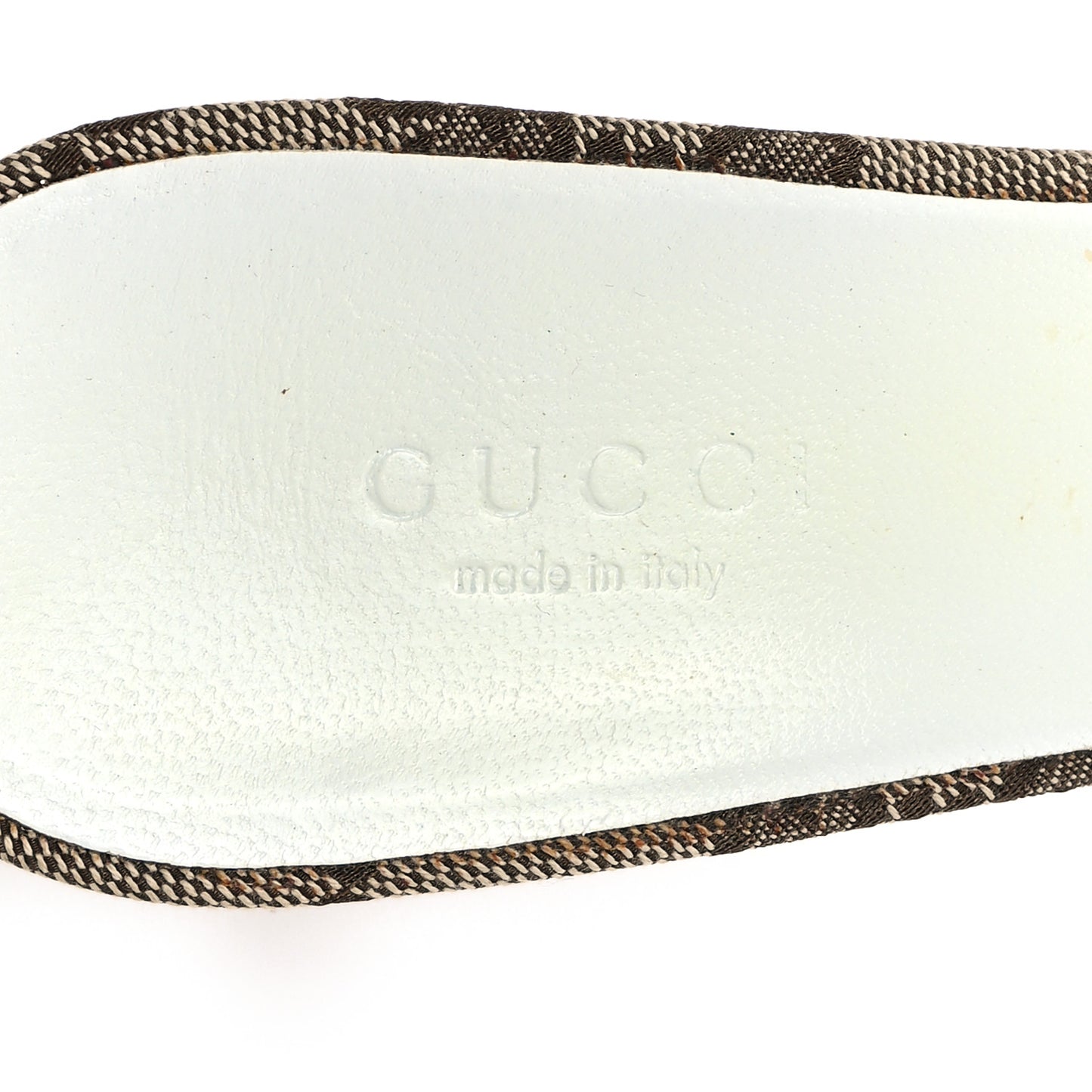 Canvas GG Horsebit Mid Heel Slides 37 Beige White