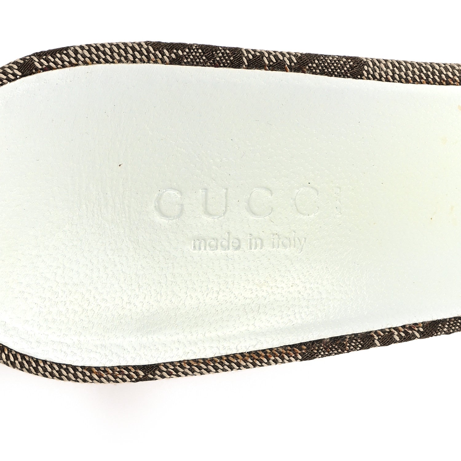 Gucci Canvas GG Horsebit Mid Heel Slides 37 Beige White 8 of 11