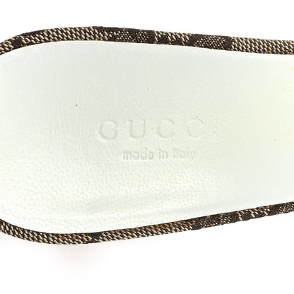 Gucci Canvas GG Horsebit Mid Heel Slides 37 Beige White 8 of 11