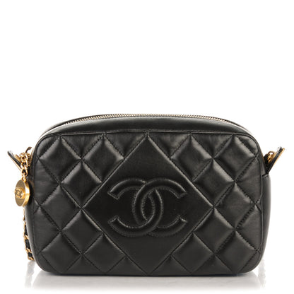 Chanel Lambskin Quilted Small Diamond CC Camera Case Black 1 of 7