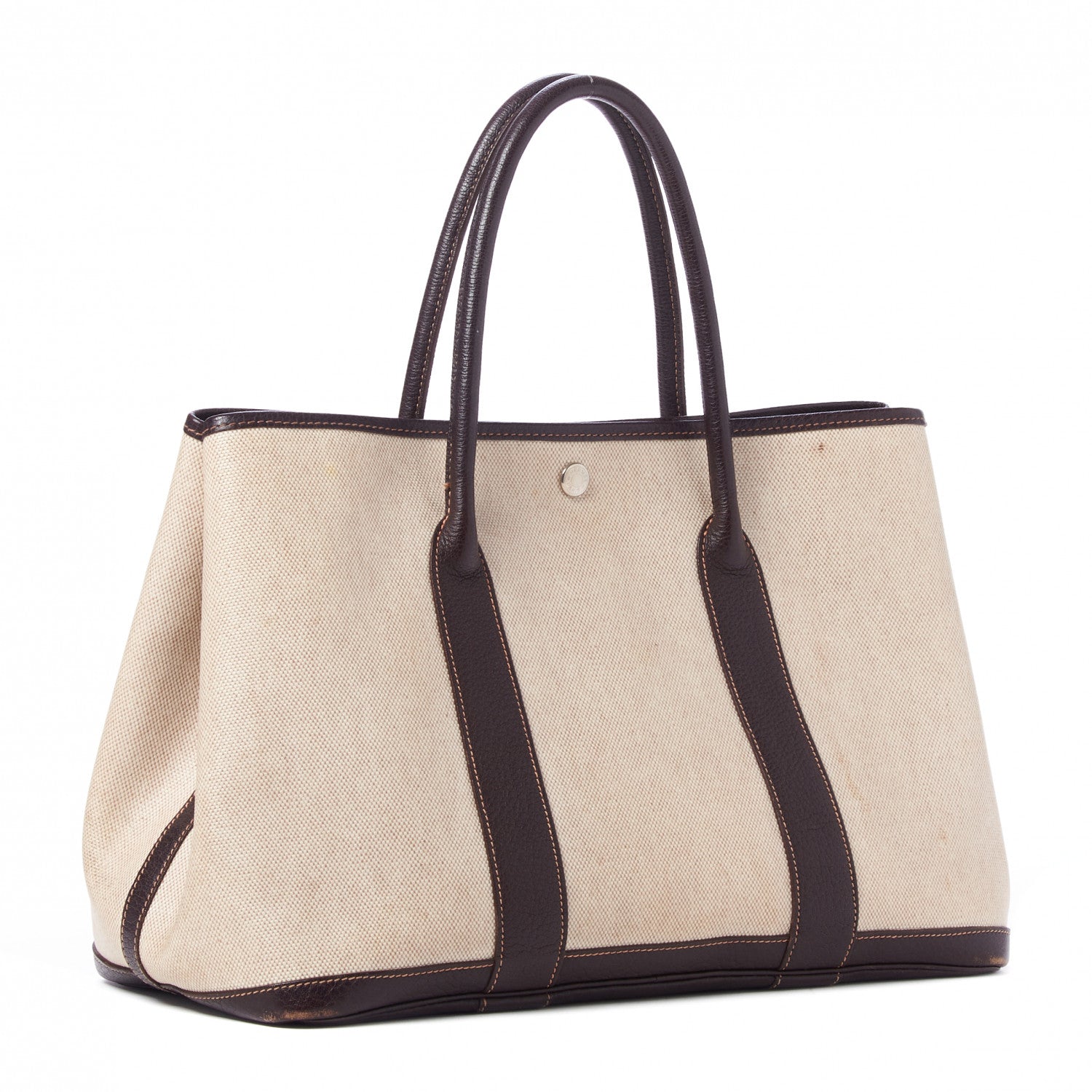 Hermes Buffle Skipper Toile Garden Party 36 MM Tote Marron Fonce 2 of 8