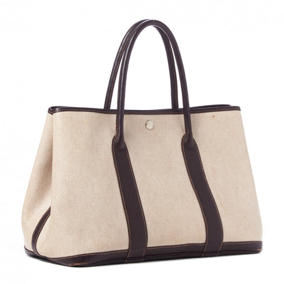 Hermes Buffle Skipper Toile Garden Party 36 MM Tote Marron Fonce 2 of 8