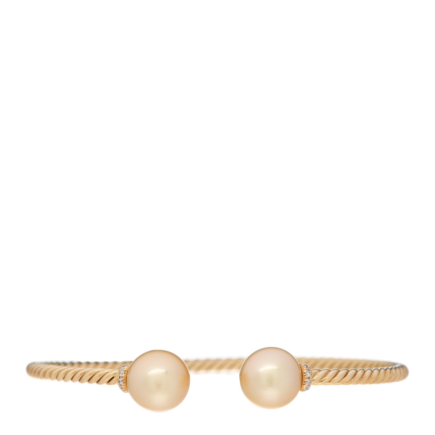 David Yurman 18K Yellow Gold Diamond South Sea Golden Pearl 9mm Solari Bracelet 1 of 4