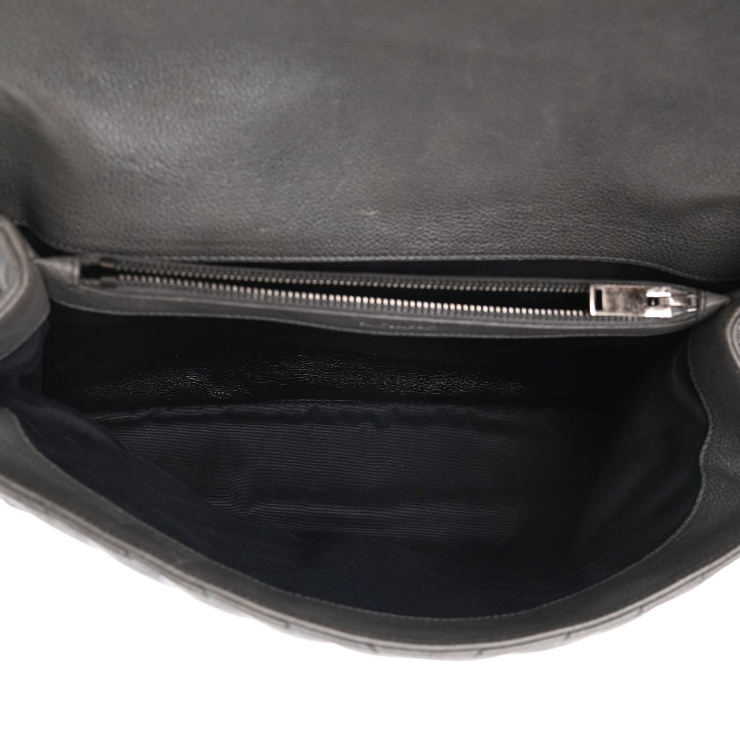 Saint Laurent Sheepskin Matelasse Chevron Monogram Large College Satchel Dark Anthracite 5 of 14