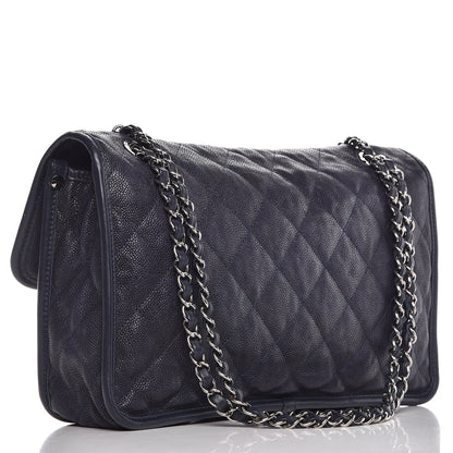 Chanel Caviar Quilted Large French Riviera Flap Navy Blue 4 of 12