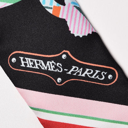 Hermes Silk Cavalcadour Morning Twilly Noir Rouge Vert 4 of 5