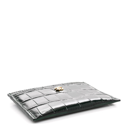 Chanel Calfskin Crocodile Embossed Crococo Card Holder Emerald 4 of 8