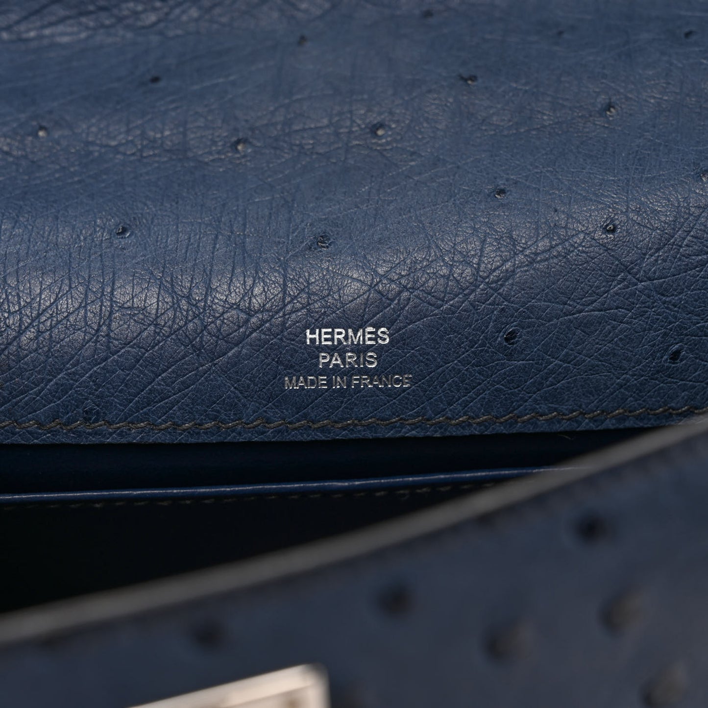 Ostrich Kelly Pochette Bleu Roi