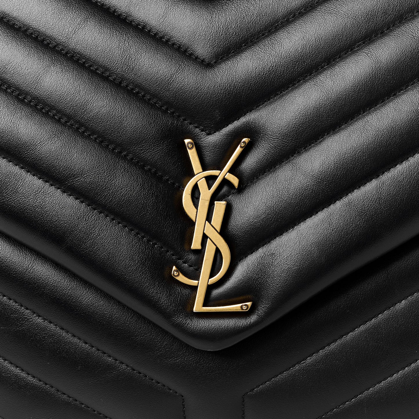 Calfskin Y Quilted Monogram Large Loulou Chain Satchel Black