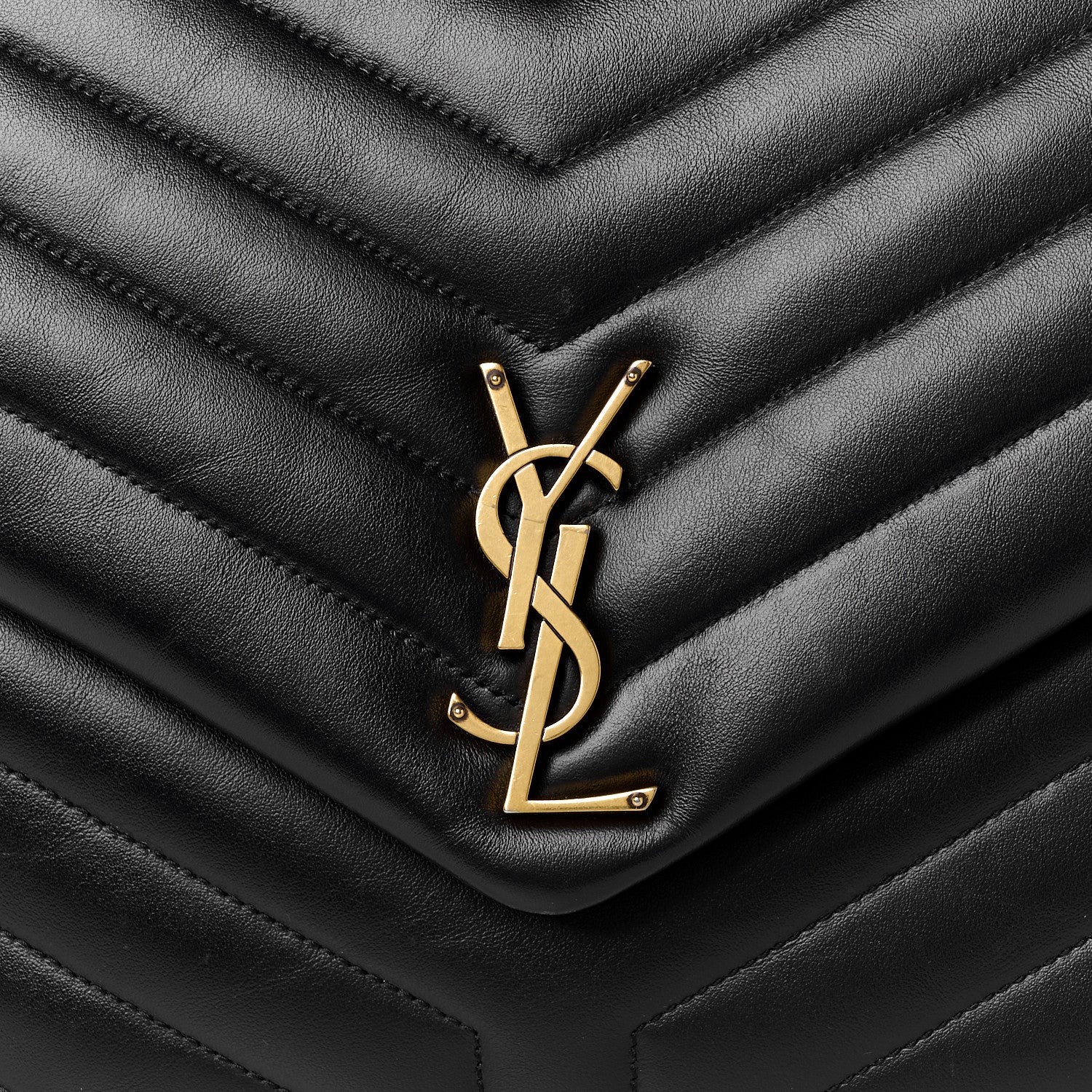 Saint Laurent Calfskin Y Quilted Monogram Large Loulou Chain Satchel Black 9 of 11