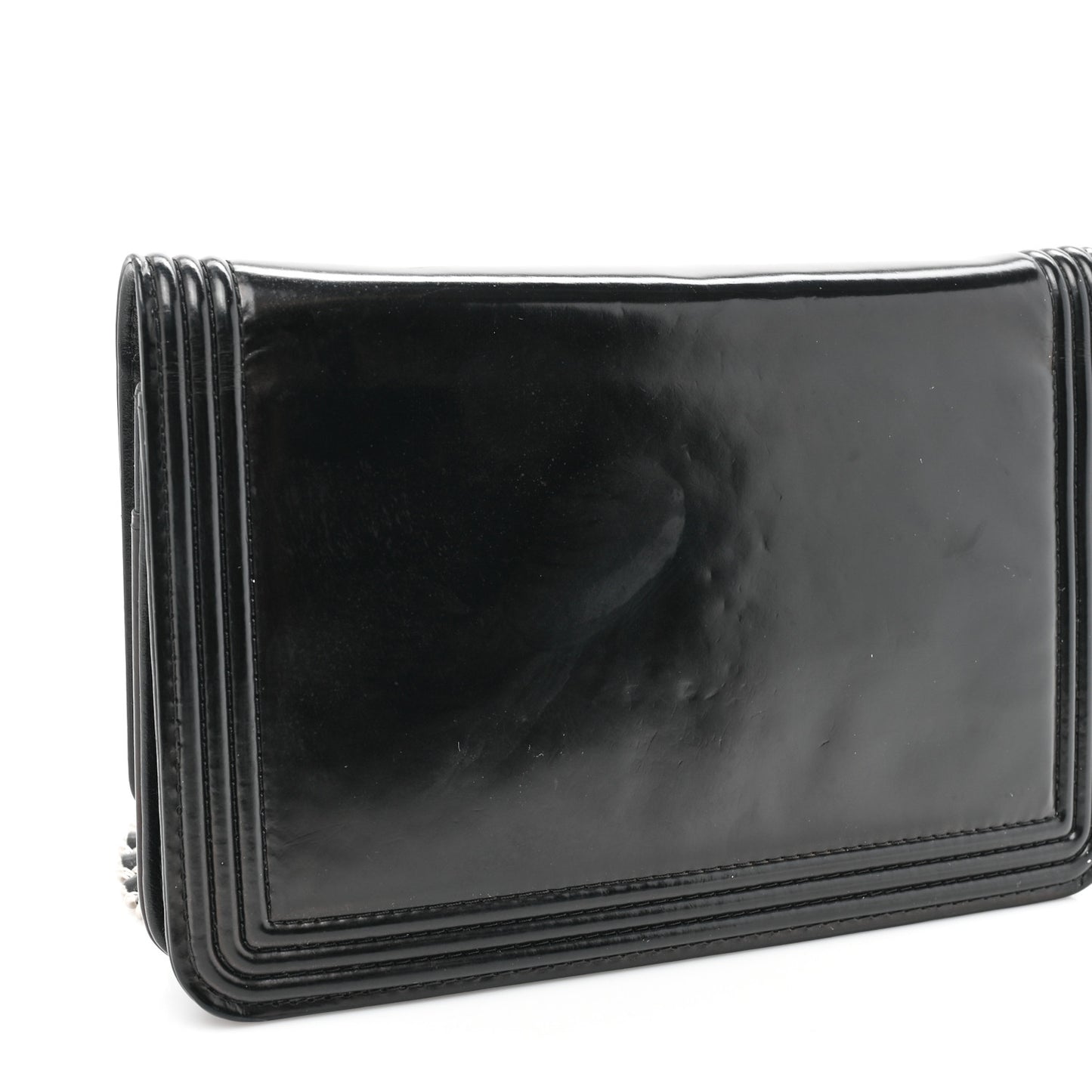 Glazed Calfskin Boy Wallet On Chain WOC Black