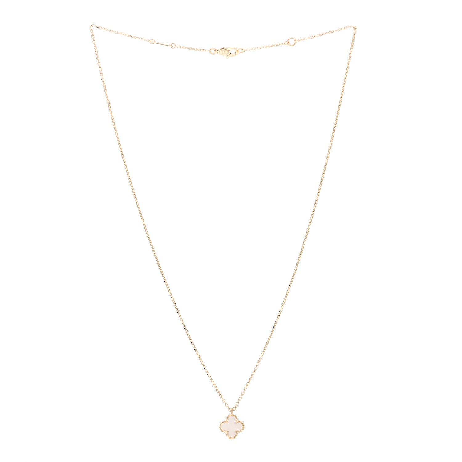 Van Cleef & Arpels 18K Yellow Gold Mother of Pearl Sweet Alhambra Pendant Necklace 3 of 6
