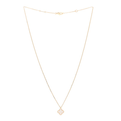 Van Cleef & Arpels 18K Yellow Gold Mother of Pearl Sweet Alhambra Pendant Necklace 3 of 6
