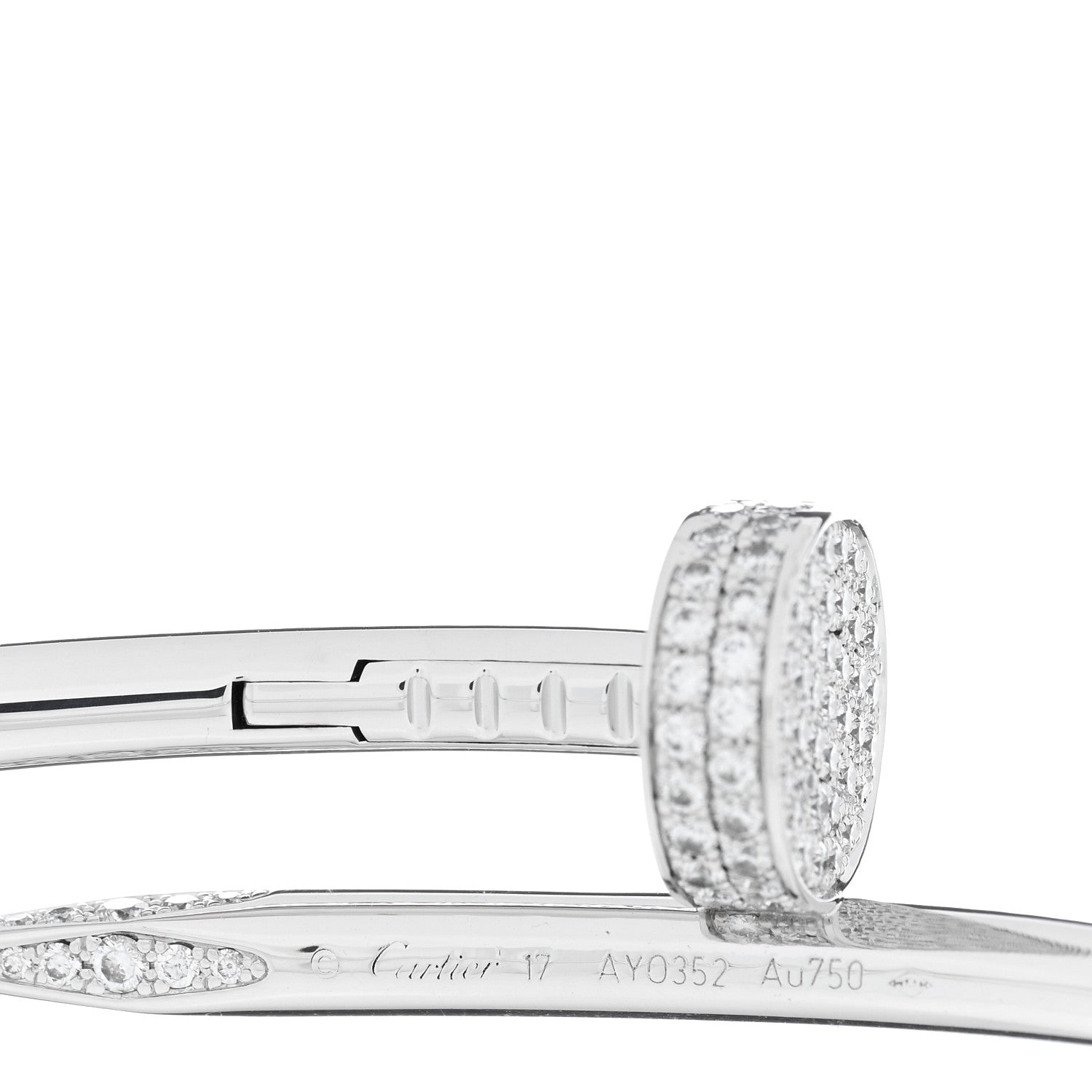 Cartier 18K White Gold Diamond Juste Un Clou Paved Bracelet 17 3 of 4