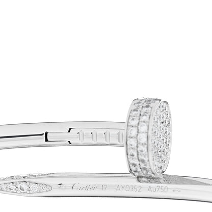 Cartier 18K White Gold Diamond Juste Un Clou Paved Bracelet 17 3 of 4