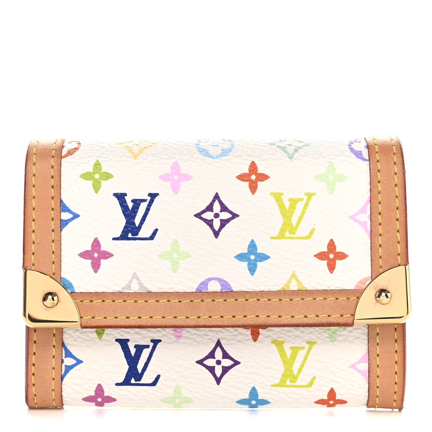 Monogram Multicolor Porte-Monnaie Plat Coin Purse White