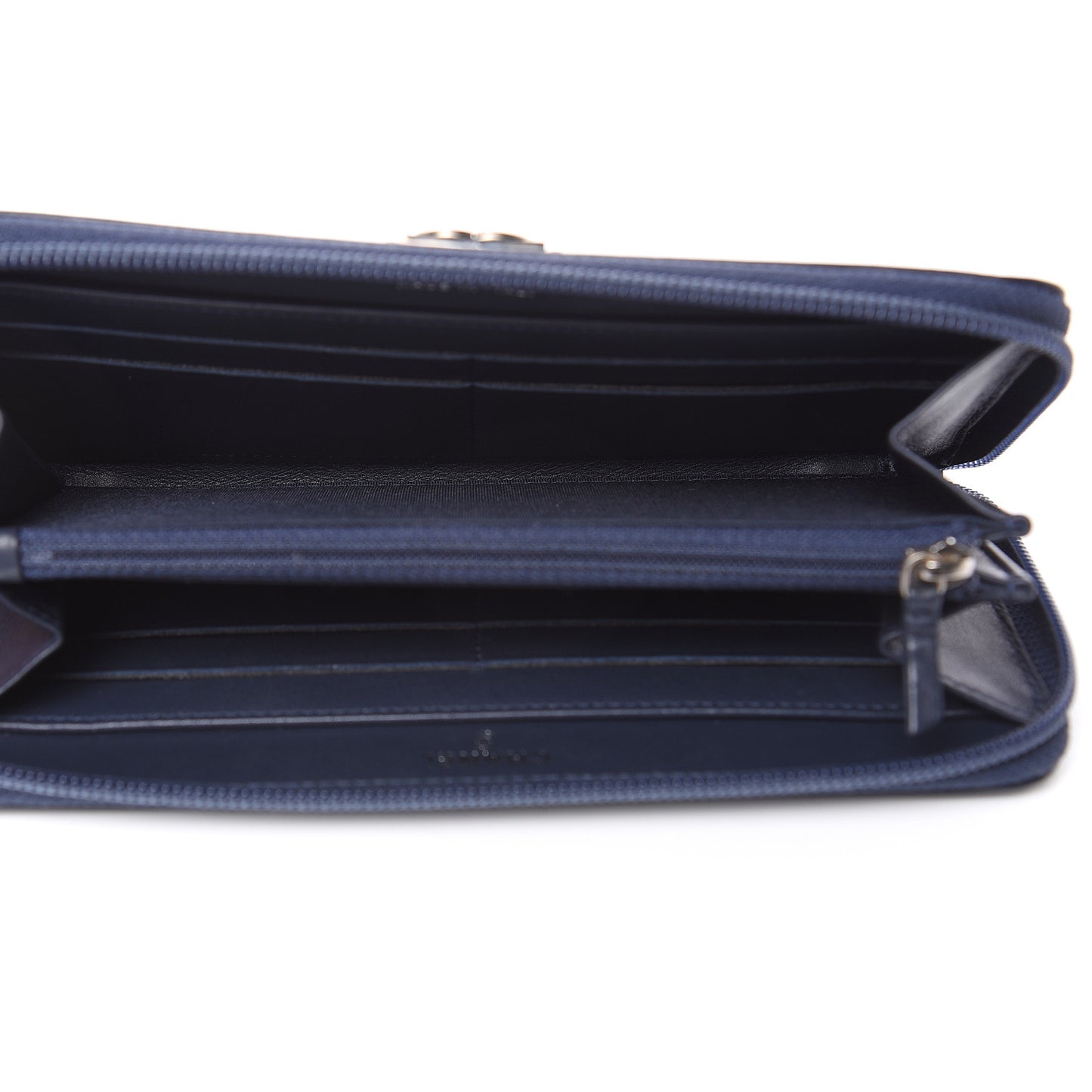 Lambskin Chevron Zip Around Boy Wallet Blue