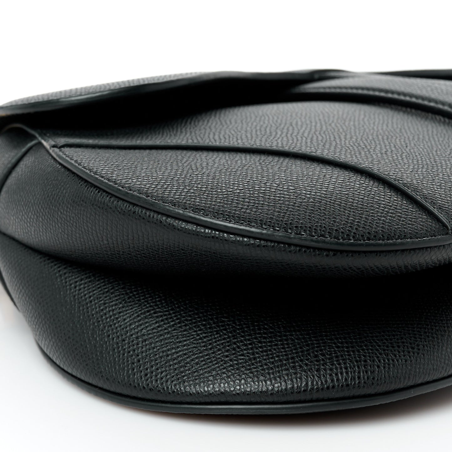 Grained Calfskin Saddle Bag With Strap Black