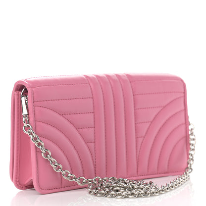 Prada Soft Calfskin Impunture Diagramme Chain Wallet Begonia 3 of 11