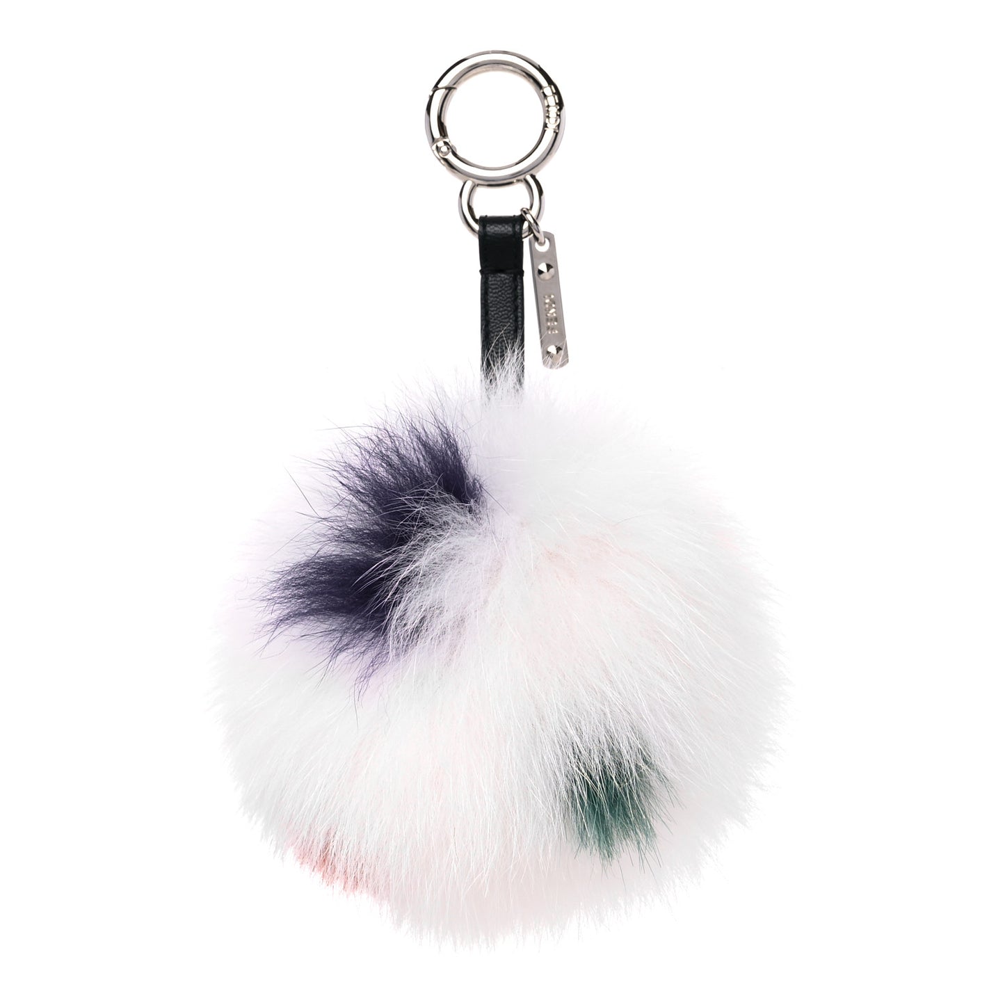 Fox Fur Polka Dot Pom Pom Bag Charm White