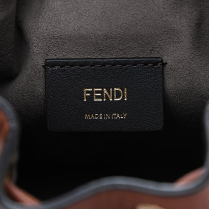 Fendi Raffia Vitello Seta F is Fendi Pequin Gingham Woven Mini Mon Tresor Bucket Bag Giallo Celeste Noce 5 of 8