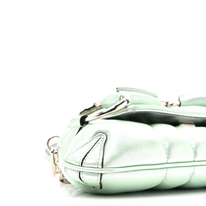 Gucci Iridescent Nappa Vertical Matelasse Small Maxi Horsebit Chain Shoulder Bag Iridescent Salvy Green 8 of 9
