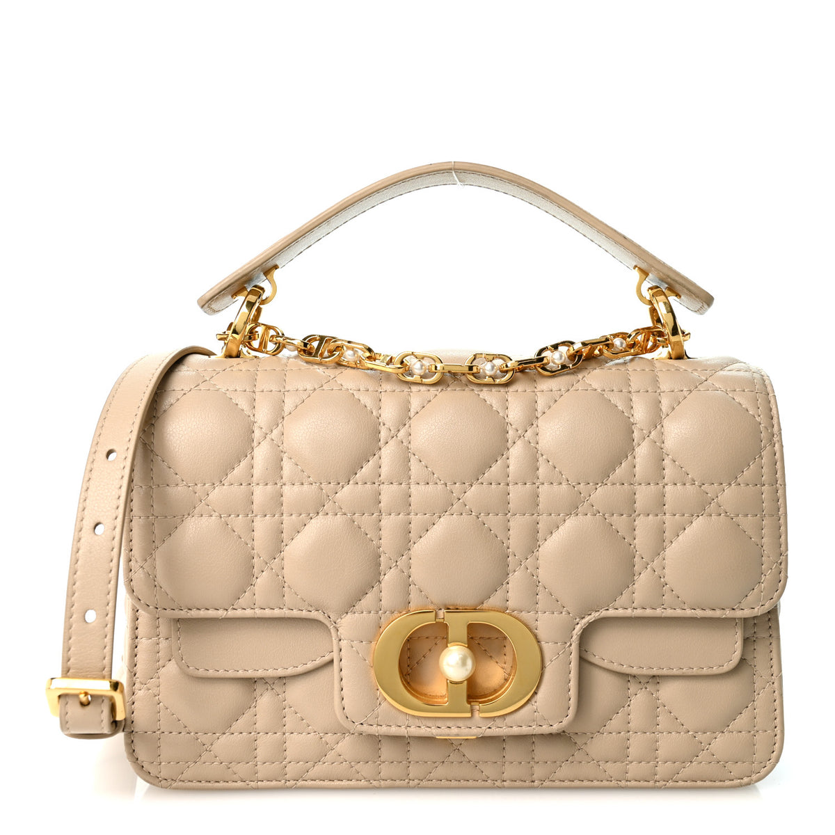 Christian Dior Lambskin Cannage Small Jolie Top Handle Bag Powder Beige Latte 1 of 10
