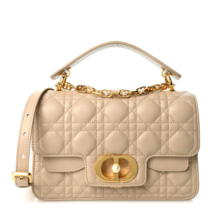 Christian Dior Lambskin Cannage Small Jolie Top Handle Bag Powder Beige Latte 1 of 10