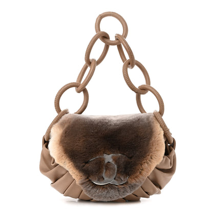 Chanel Lapin Rabbit Fur Lambskin Pleated CC Flap Bag Beige 1 of 11