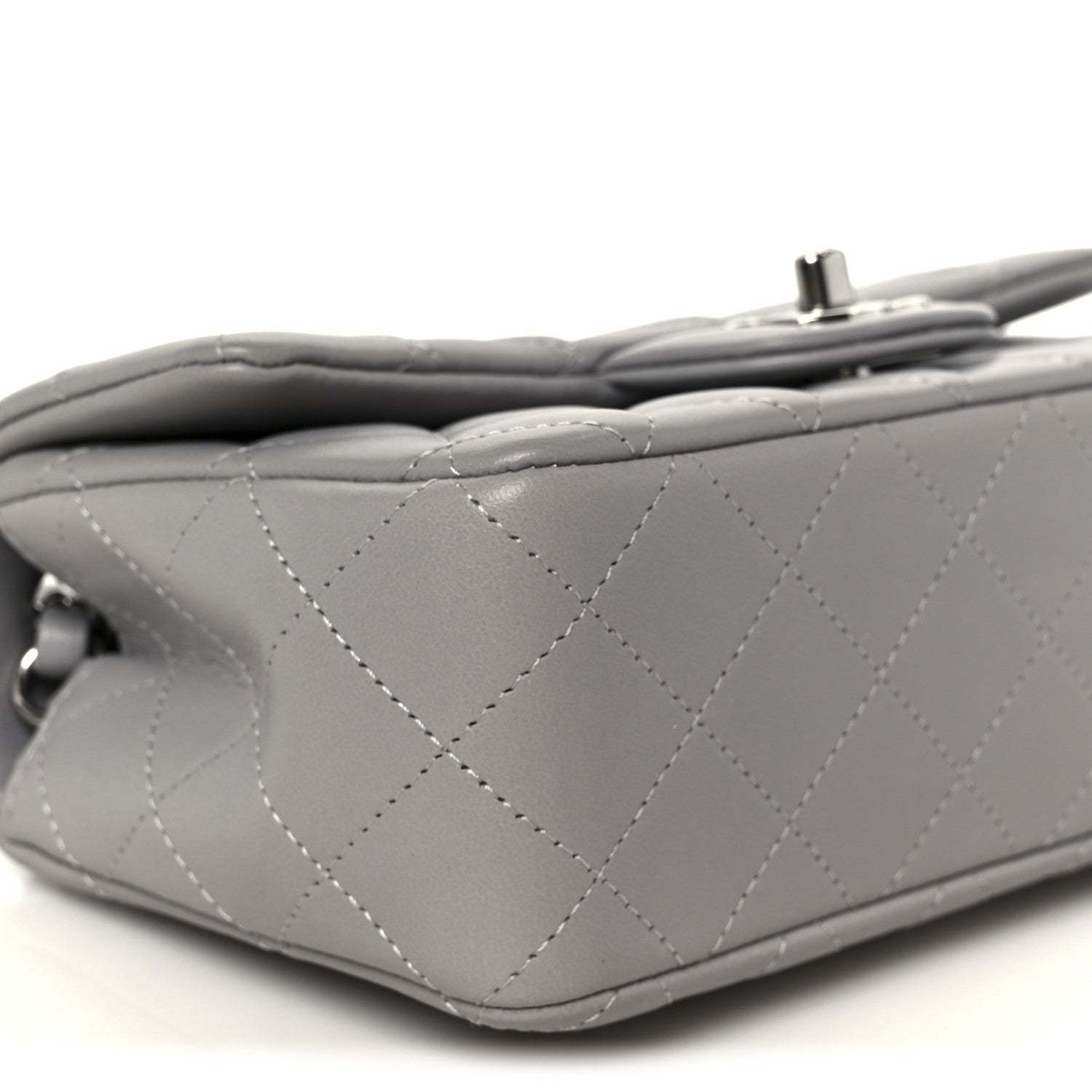 Chanel Lambskin Quilted Mini Rectangular Flap Grey 10 of 12